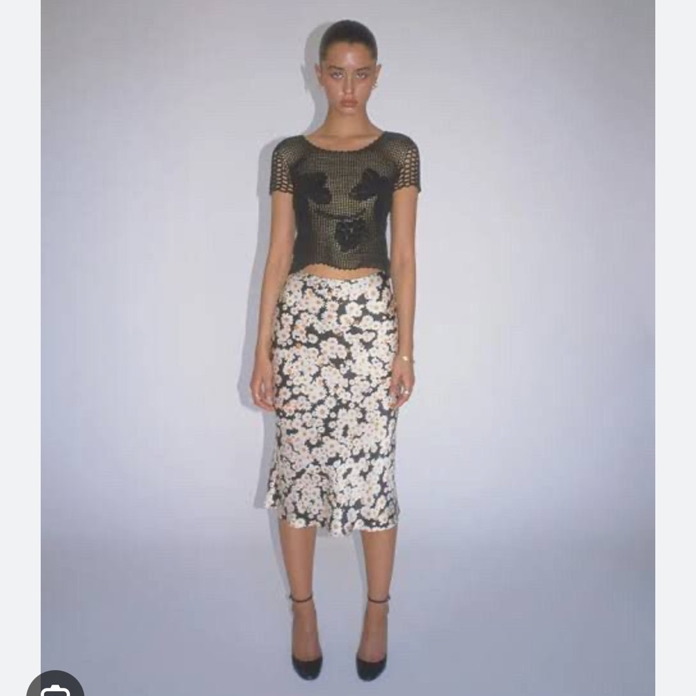 Realisation Par Black and White Daisy Midi Skirt - Picture 1 of 10